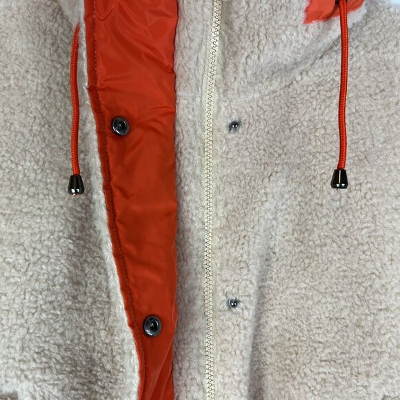 BP. Nordstrom Juniors Faux Shearling Boxy Bomber Teddy Jacket Beige Burnt Sz Med - Picture 6 of 8